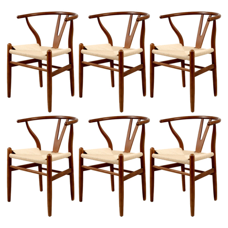 Modern Armrest Backrest Chair with Wooden Legs for Dining Room