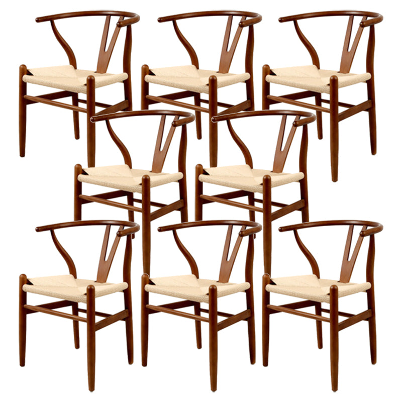 Modern Armrest Backrest Chair with Wooden Legs for Dining Room