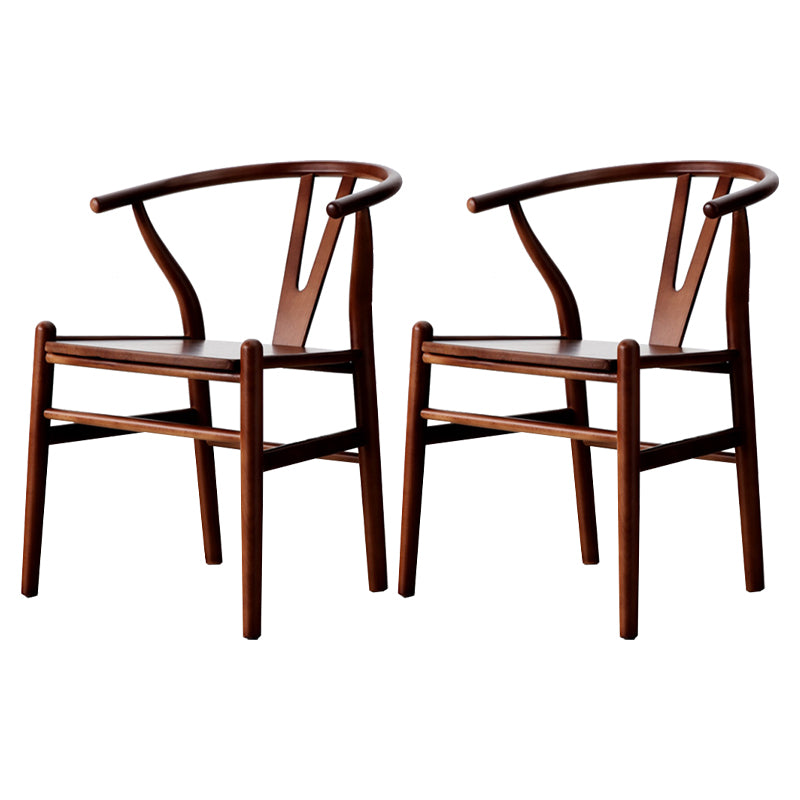 Modern Armrest Backrest Chair with Wooden Legs for Dining Room