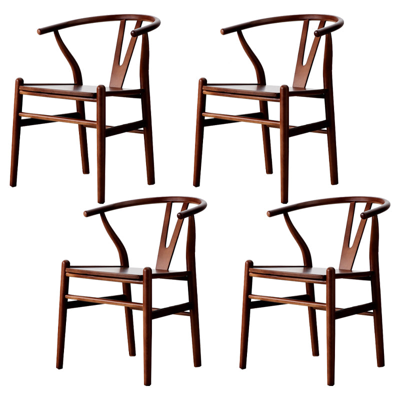 Modern Armrest Backrest Chair with Wooden Legs for Dining Room