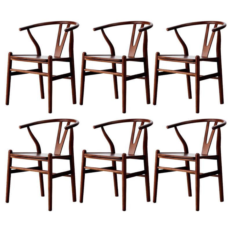 Modern Armrest Backrest Chair with Wooden Legs for Dining Room