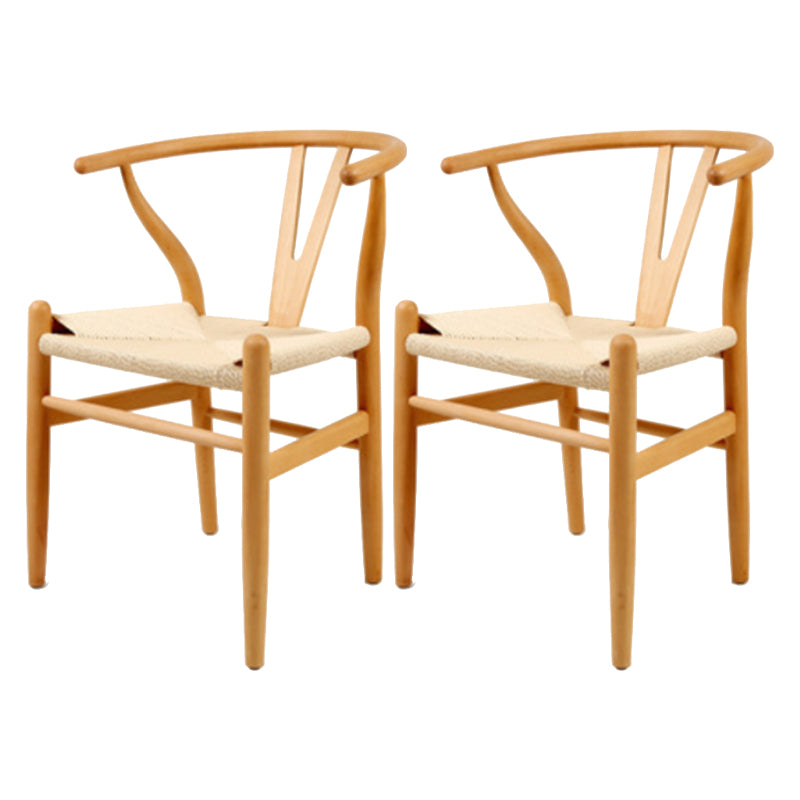 Modern Armrest Backrest Chair with Wooden Legs for Dining Room