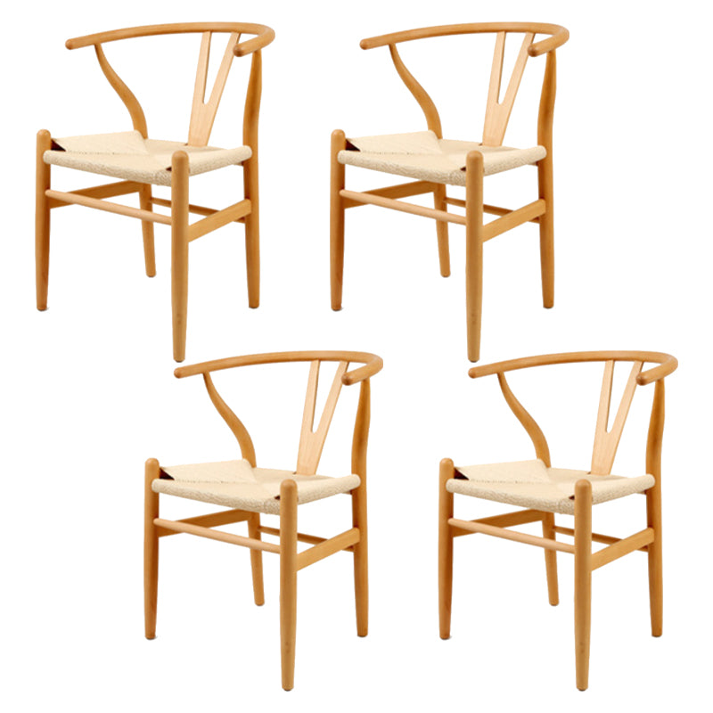 Modern Armrest Backrest Chair with Wooden Legs for Dining Room