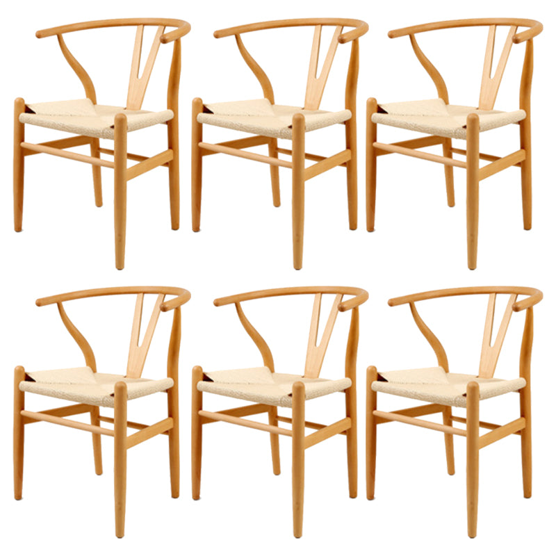Modern Armrest Backrest Chair with Wooden Legs for Dining Room