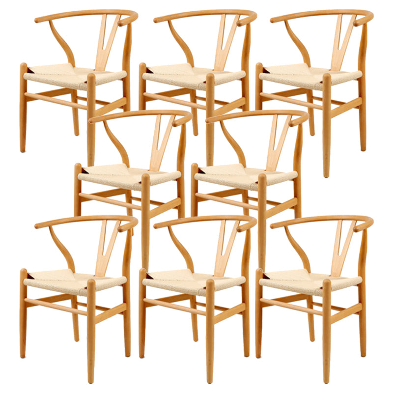Modern Armrest Backrest Chair with Wooden Legs for Dining Room