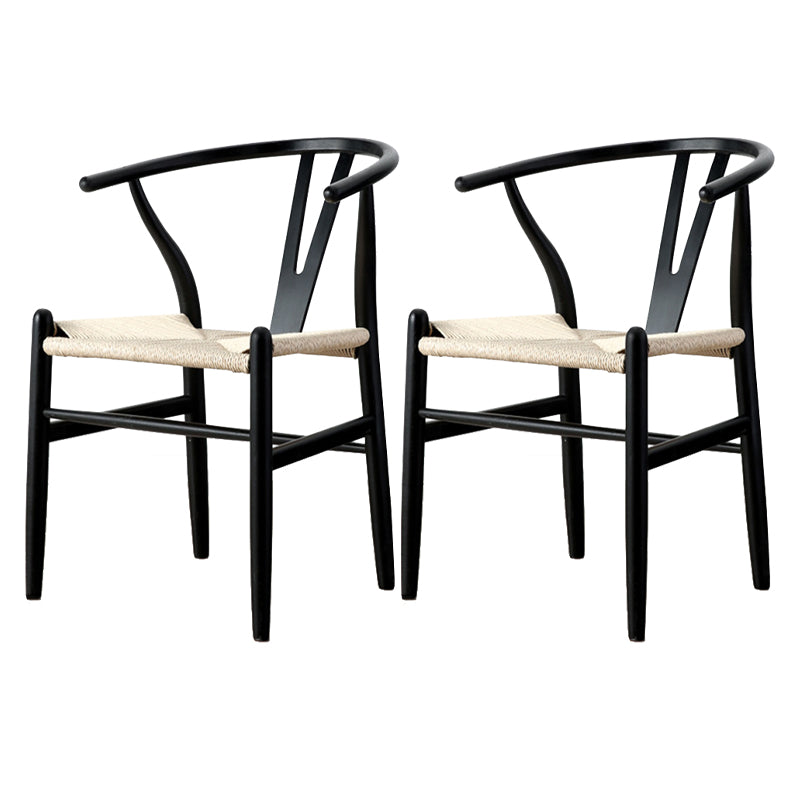 Modern Armrest Backrest Chair with Wooden Legs for Dining Room