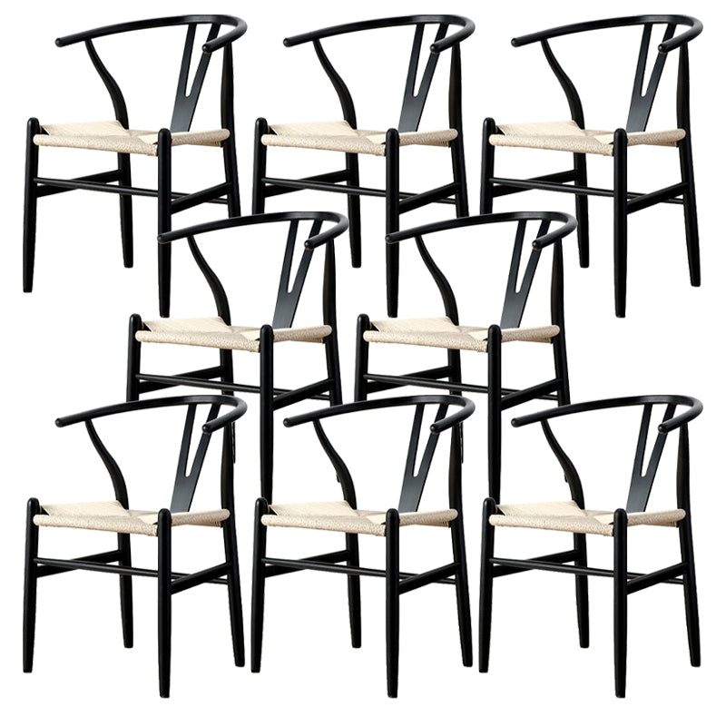 Modern Armrest Backrest Chair with Wooden Legs for Dining Room
