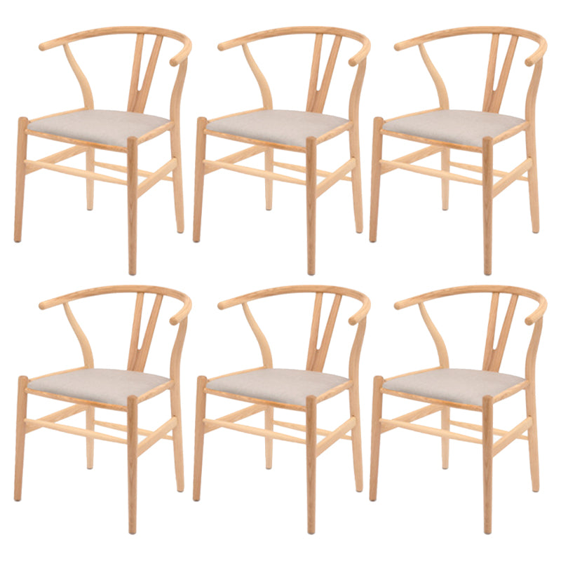 Modern Armrest Backrest Chair with Wooden Legs for Dining Room