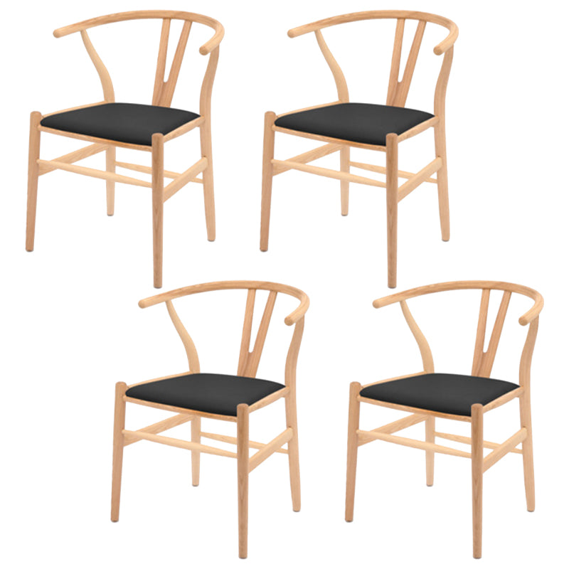 Modern Armrest Backrest Chair with Wooden Legs for Dining Room