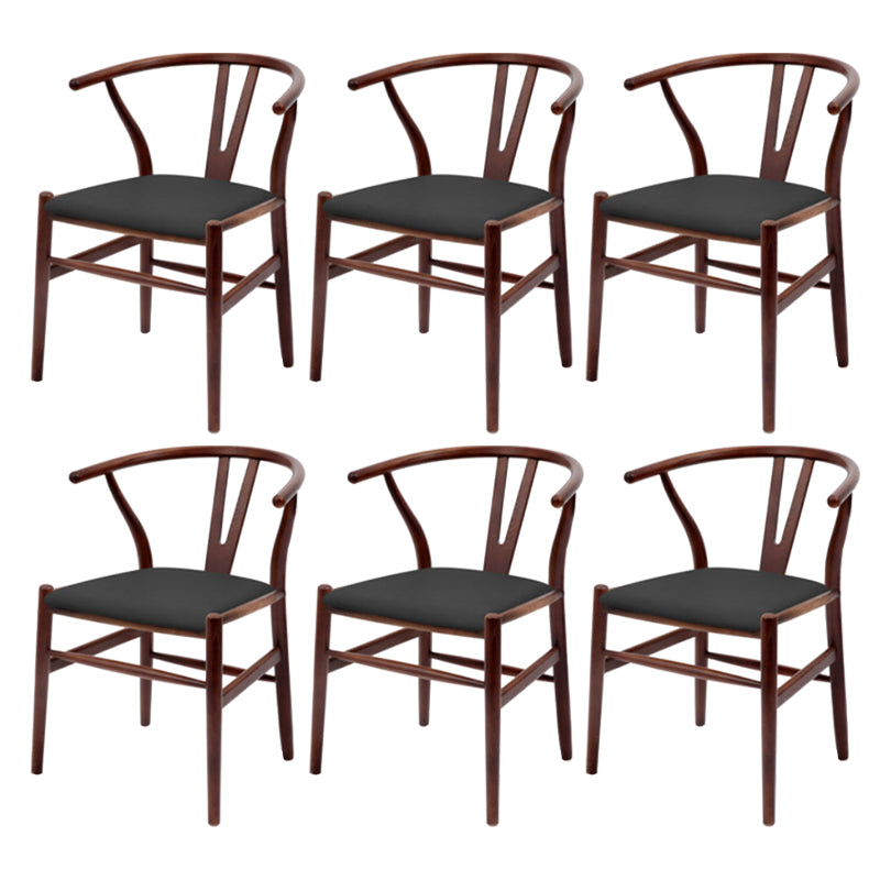 Modern Armrest Backrest Chair with Wooden Legs for Dining Room