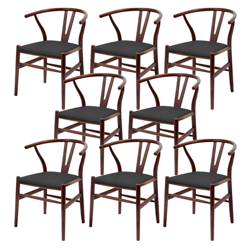 Modern Armrest Backrest Chair with Wooden Legs for Dining Room