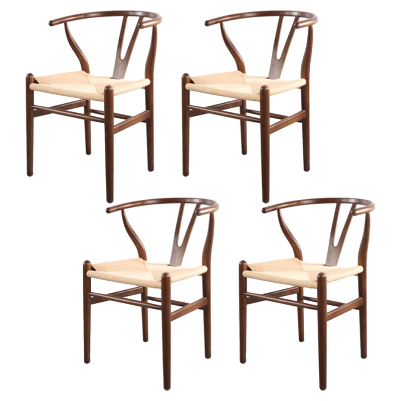 Modern Armrest Backrest Chair with Wooden Legs for Dining Room
