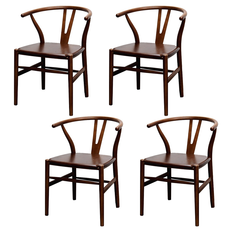 Modern Armrest Backrest Chair with Wooden Legs for Dining Room