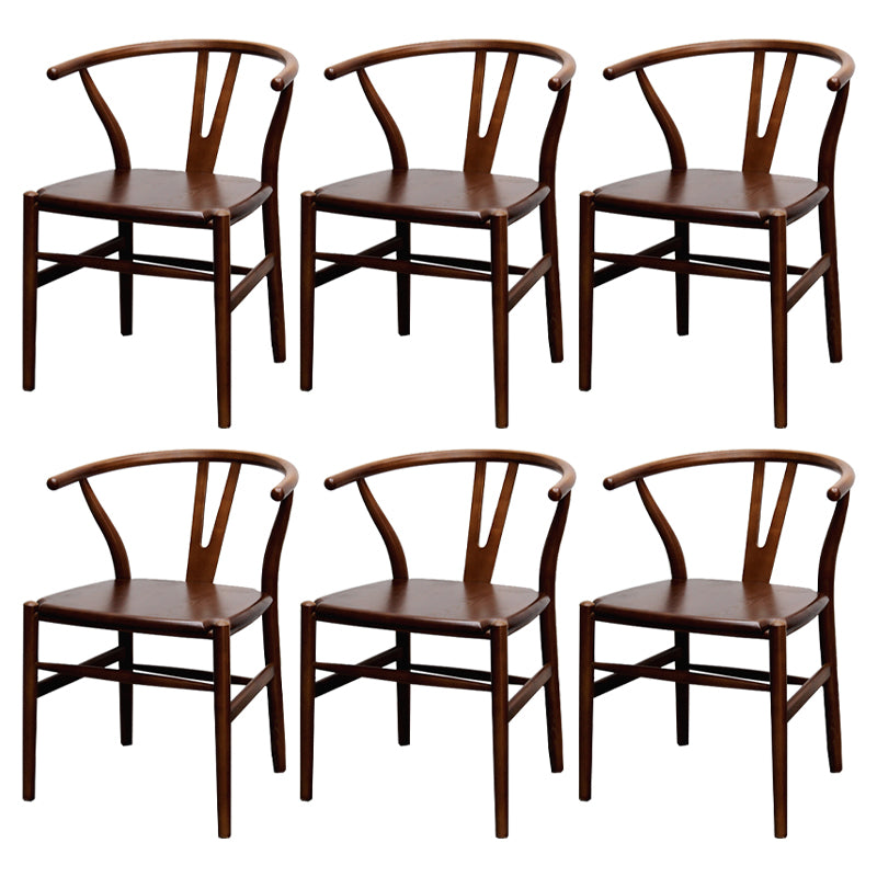 Modern Armrest Backrest Chair with Wooden Legs for Dining Room