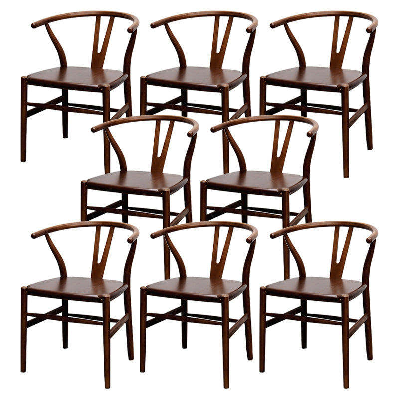 Modern Armrest Backrest Chair with Wooden Legs for Dining Room
