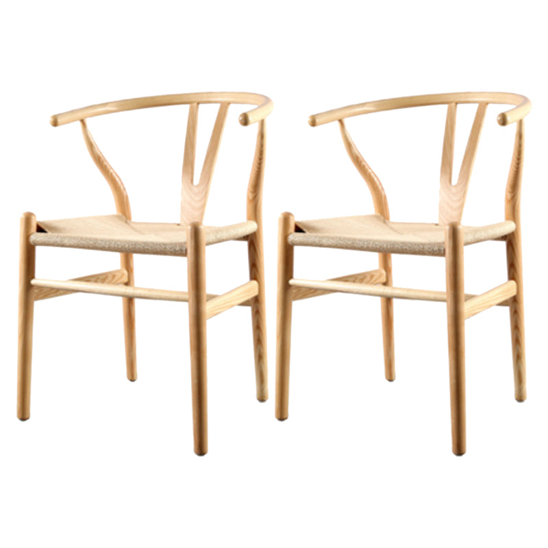 Modern Armrest Backrest Chair with Wooden Legs for Dining Room