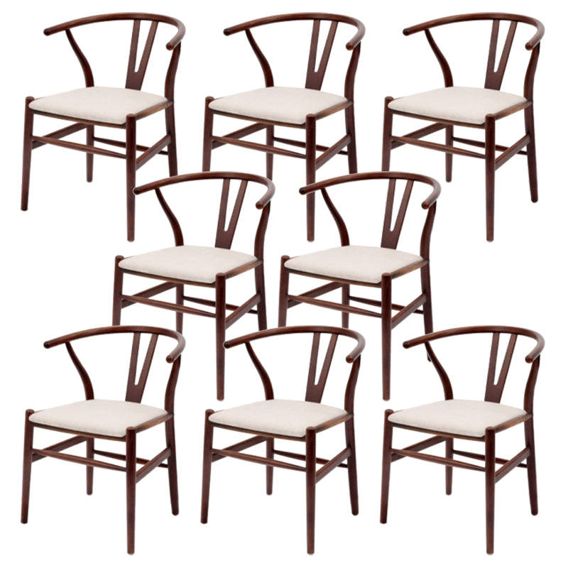 Modern Armrest Backrest Chair with Wooden Legs for Dining Room