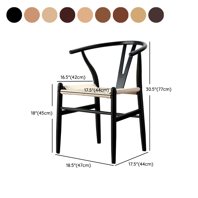 Modern Armrest Backrest Chair with Wooden Legs for Dining Room