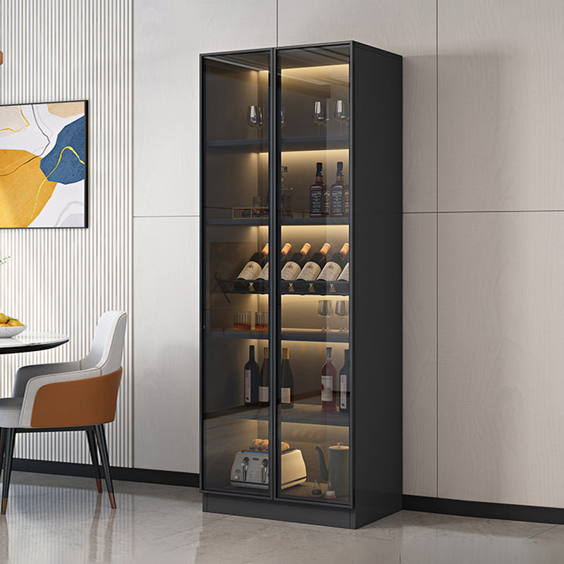 Black Floor Wine Rack Wooden Wine Bottle Rack for Living Room, without Lights