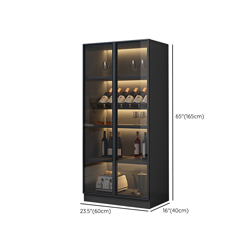 Black Floor Wine Rack Wooden Wine Bottle Rack for Living Room, without Lights