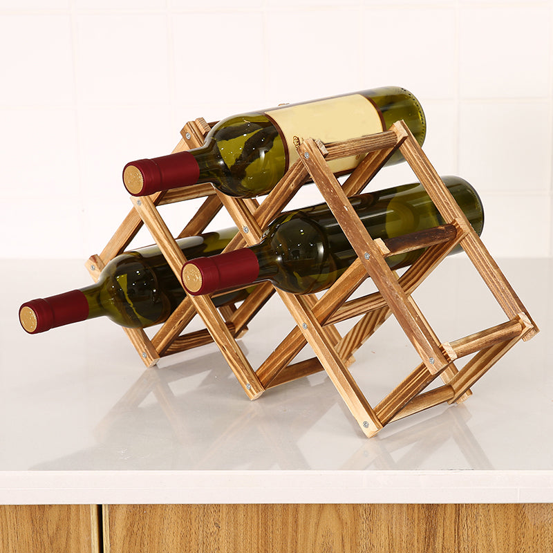 Countertop Bottle Holder Solid Wood Wine Bottle Rack for Living Room