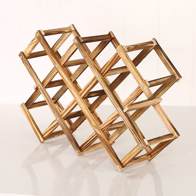 Countertop Bottle Holder Solid Wood Wine Bottle Rack for Living Room