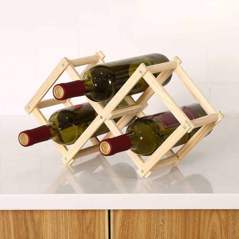 Countertop Bottle Holder Solid Wood Wine Bottle Rack for Living Room