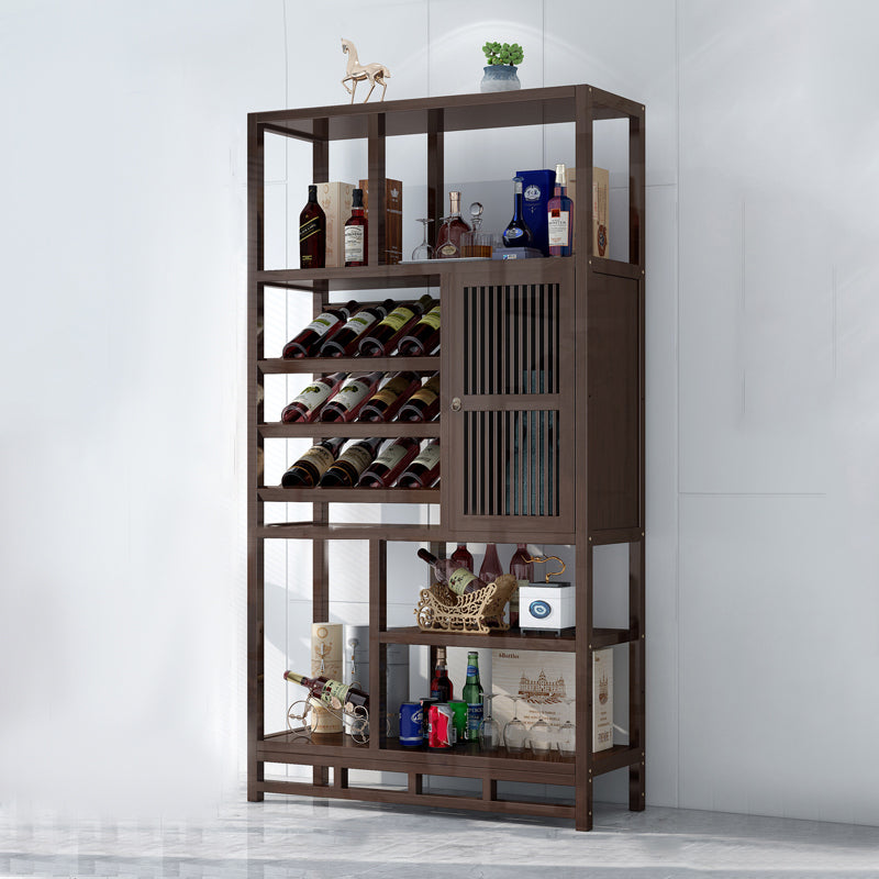 Traditional Brown Wine Rack Floor Wood Wine Bottle Rack for Living Room
