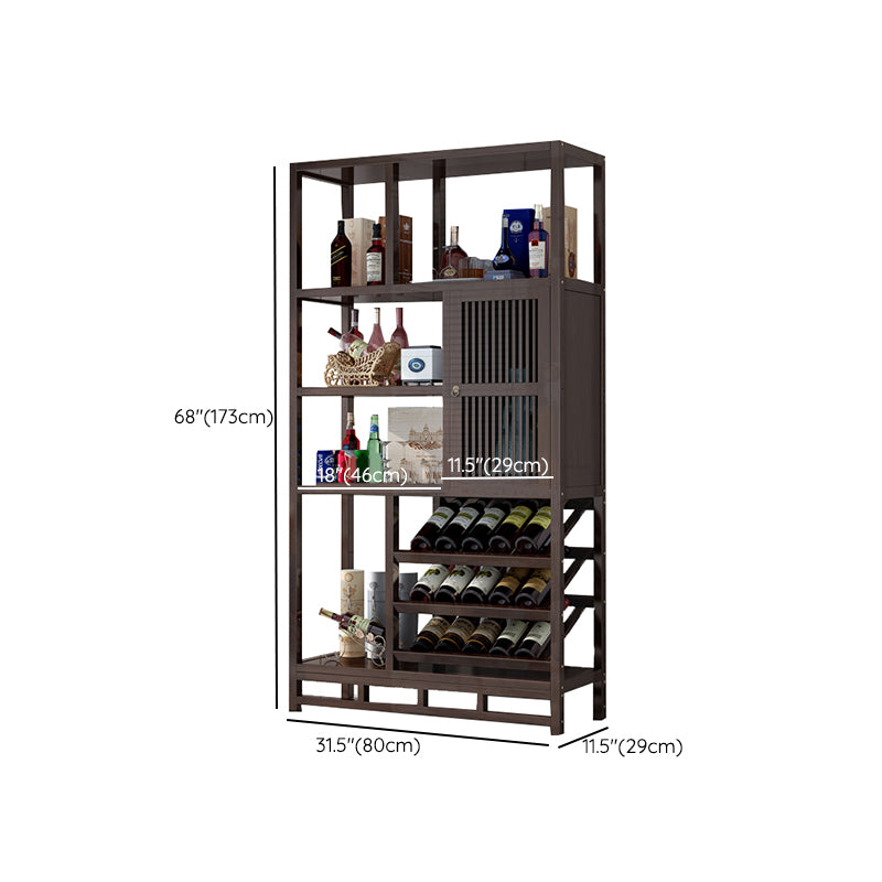 Traditional Brown Wine Rack Floor Wood Wine Bottle Rack for Living Room