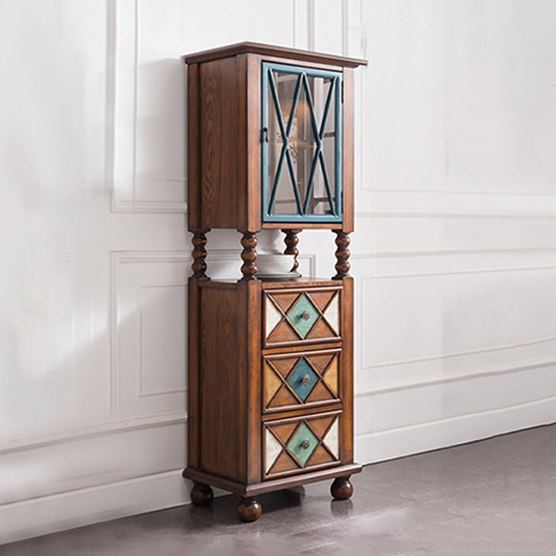 Rustic Floor Wine Rack Solid Wood Wine Bottle Holder for Living Room