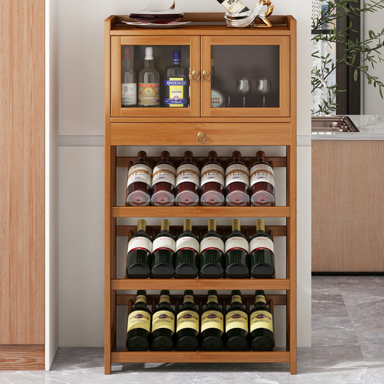Modern Floor Wine Bottle Rack Wooden Brown Wine Bottle Rack for Home