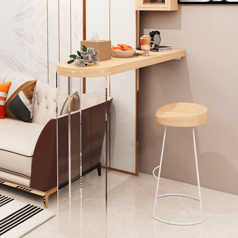 Modern Style Bar Table Set 1/2 Pcs Wooden Top Acrylic Base Bar Table Set