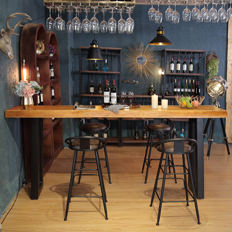 Industrial Style Pub Dining Set 1/2/5 Pcs Rectangular Solid Wood Pub Set for Home