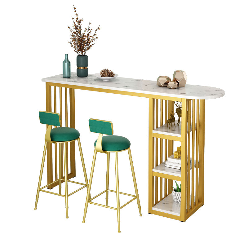 Glam Style Bar Table Set 2/3 Pcs Gold Frame Bar Table Set for Living Room