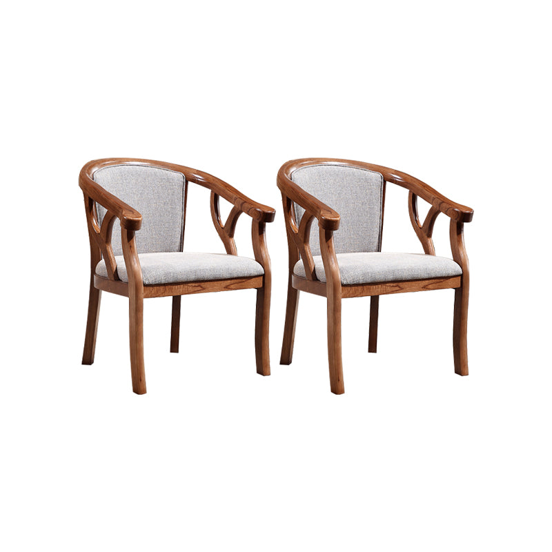 Indoor Dining Arm Chair Solid Wood Frame Dining Chair in Brown