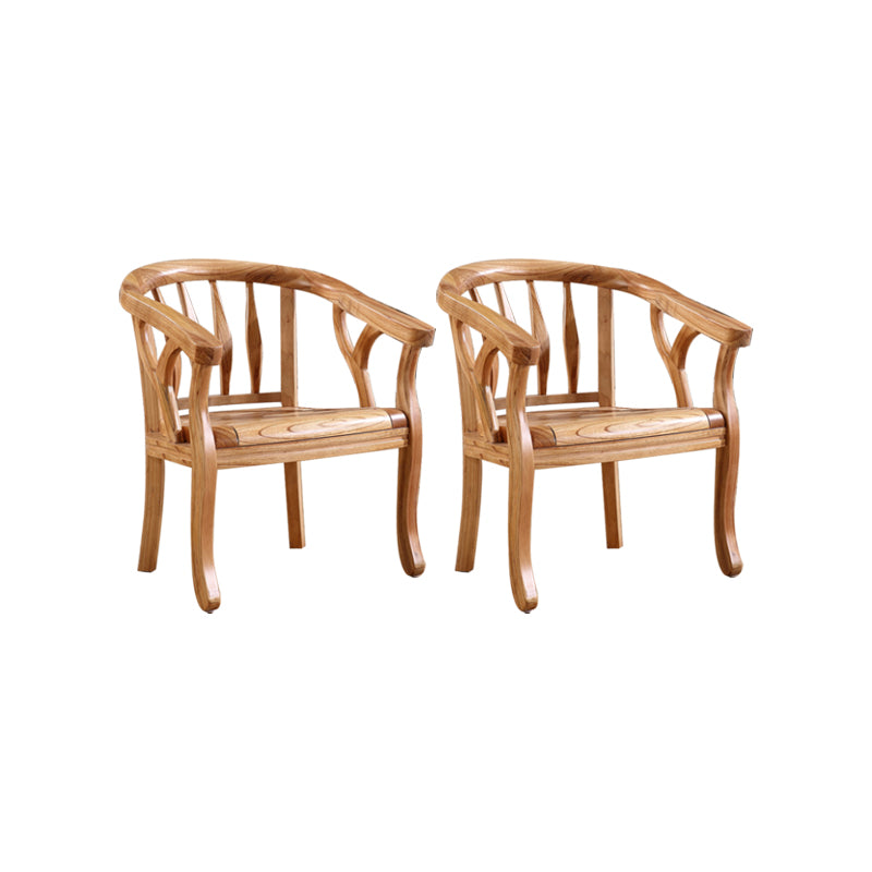 Indoor Dining Arm Chair Solid Wood Frame Dining Chair in Brown