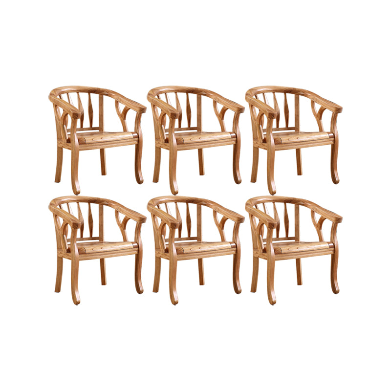 Indoor Dining Arm Chair Solid Wood Frame Dining Chair in Brown
