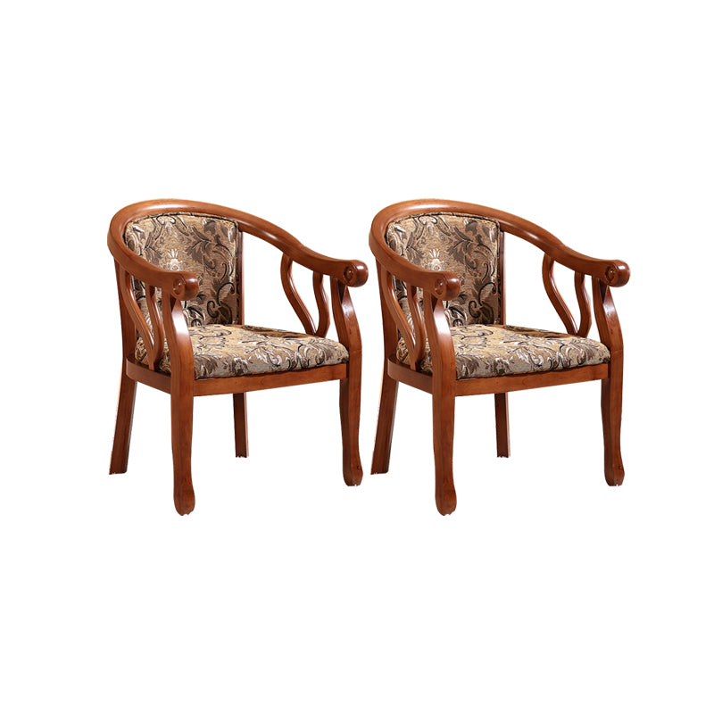 Indoor Dining Arm Chair Solid Wood Frame Dining Chair in Brown
