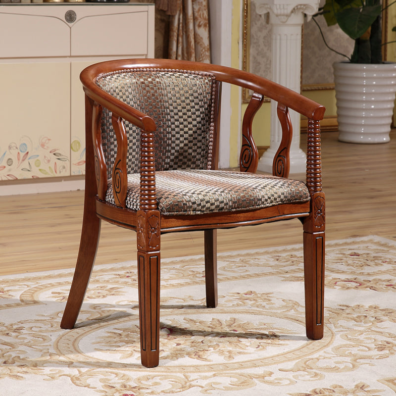 Indoor Dining Arm Chair Solid Wood Frame Dining Chair in Brown