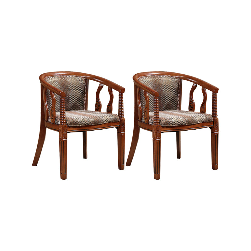 Indoor Dining Arm Chair Solid Wood Frame Dining Chair in Brown