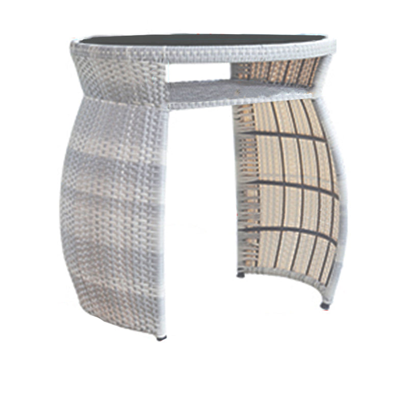 Boho Style Wicker Bistro Set 3 Pieces Round Glass Top Bistro Set