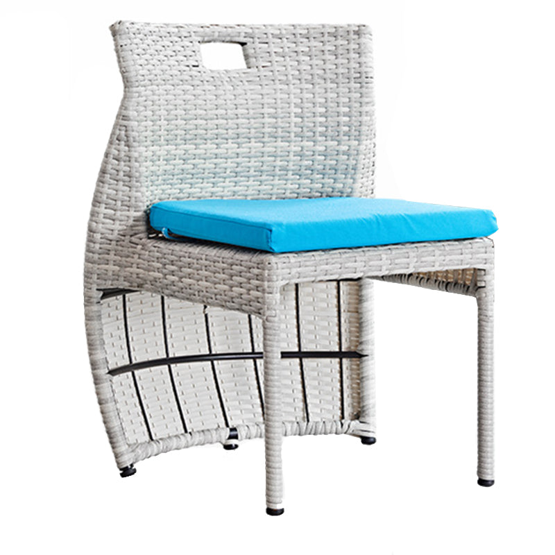 Boho Style Wicker Bistro Set 3 Pieces Round Glass Top Bistro Set