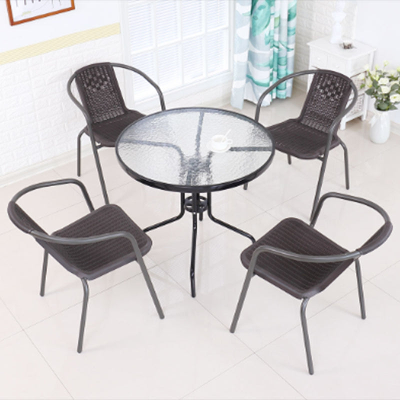 Contemporary Style Dining Set 1/3/4/5 Pcs Glass Top Dining Table Set