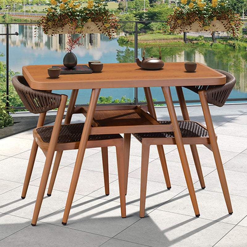 Modern Style Bistro Set Wooden 1/3 Pcs Metal Base Bistro Set