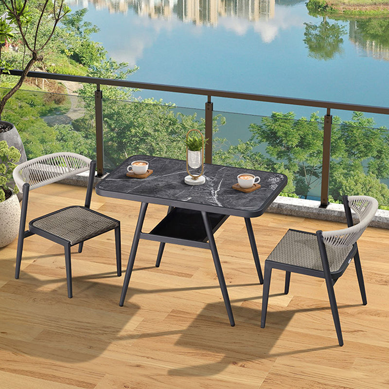 Modern Style Bistro Set Wooden 1/3 Pcs Metal Base Bistro Set
