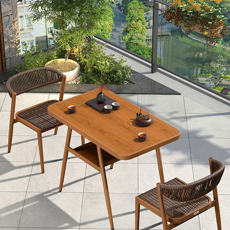 Modern Style Bistro Set Wooden 1/3 Pcs Metal Base Bistro Set