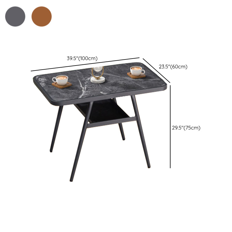 Modern Style Bistro Set Wooden 1/3 Pcs Metal Base Bistro Set
