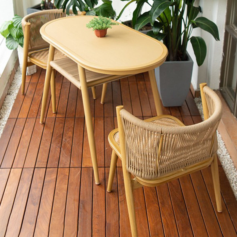 Modern Style Bistro Set 1/3 Pcs Wood Top Metal Base Bistro Set
