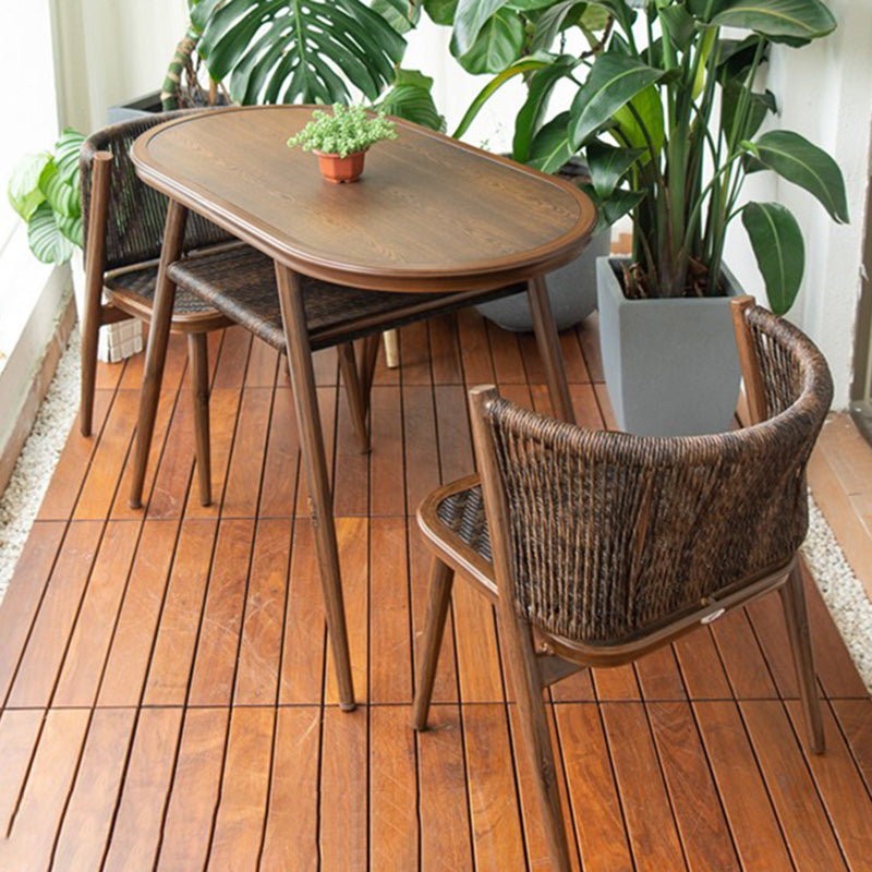 Modern Style Bistro Set 1/3 Pcs Wood Top Metal Base Bistro Set