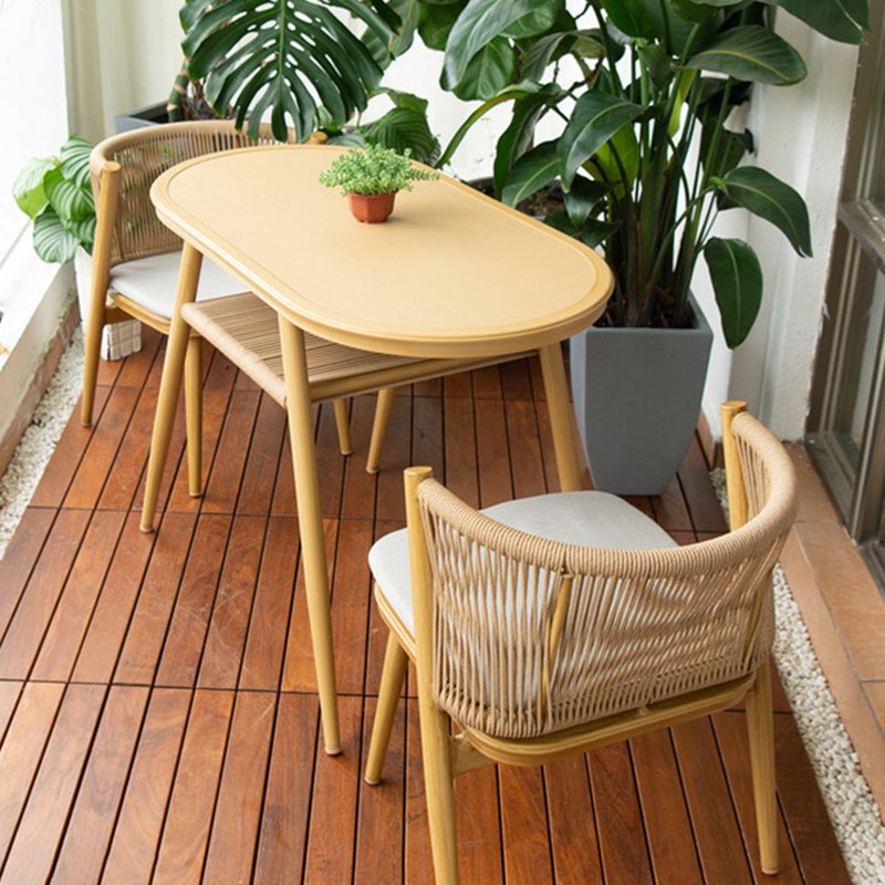 Modern Style Bistro Set 1/3 Pcs Wood Top Metal Base Bistro Set